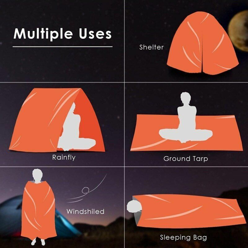 Sleeping Bag Thermal Outdoor Life Bivy Emergency Warm Waterproof Mylar First Aid