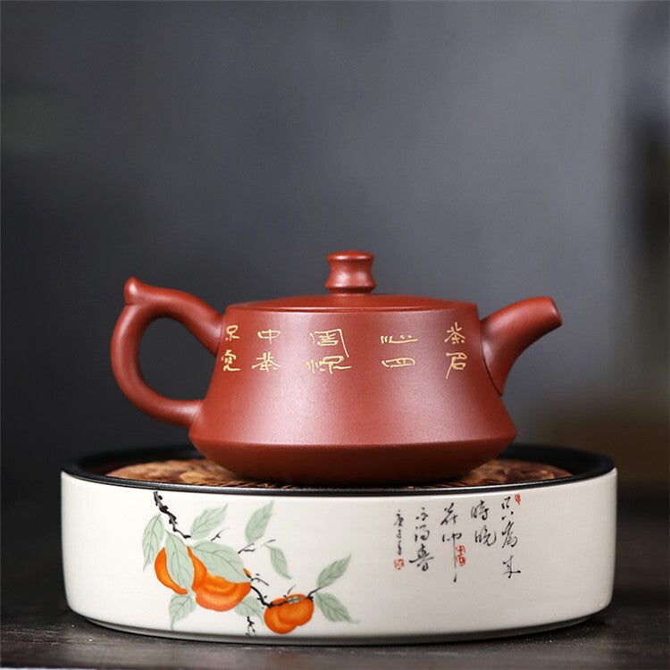 150ml Handmade Tea Pot Floral Relief Carved Real Yixing Zisha Dahongpao Clay Pot
