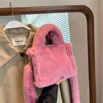 Bag Plush Handbag Cute Warm Shoulder Crossbody Bag Women