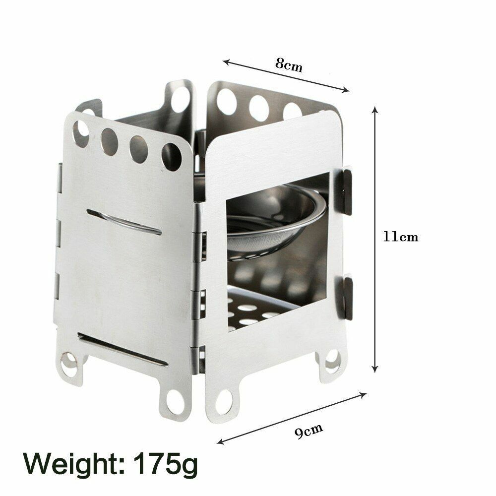Outdoor camping mini wood stove portable folding alcohol Stainless Steel 11*10*3