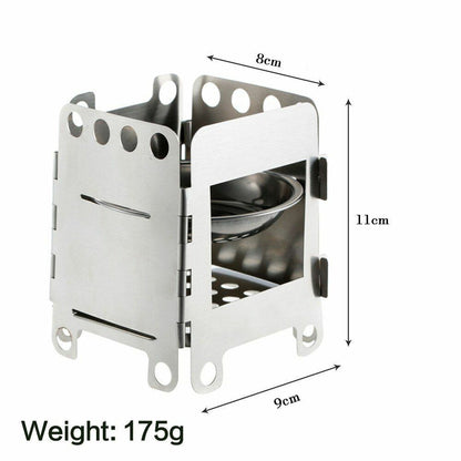 Outdoor camping mini wood stove portable folding alcohol Stainless Steel 11*10*3