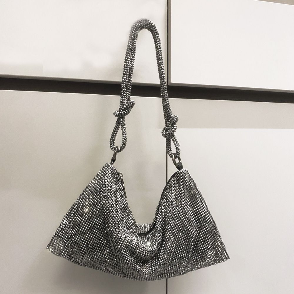 Hobo Shoulder Bag Handle Shining Rhinestone Evening Clutch Purse Crystal Handbag