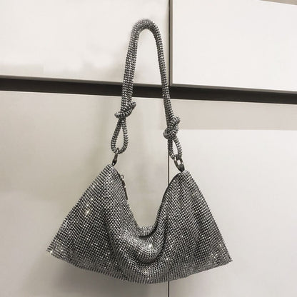 Hobo Shoulder Bag Handle Shining Rhinestone Evening Clutch Purse Crystal Handbag