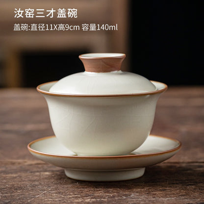 Rukiln Cover Bowls Teacups Single Tea Bowl for Household Sancai Ceramic Tea Set