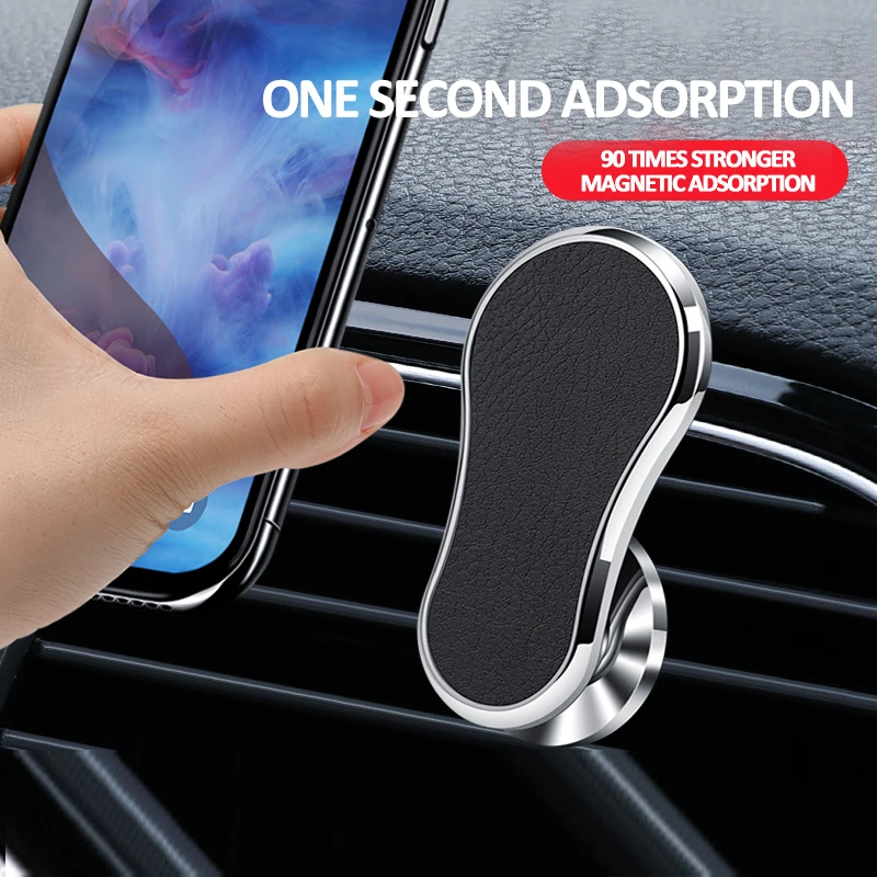 Leather Upgraded Magnetic Phone Holder for Car, Air Vent Mount, Metal Hook, 360°
