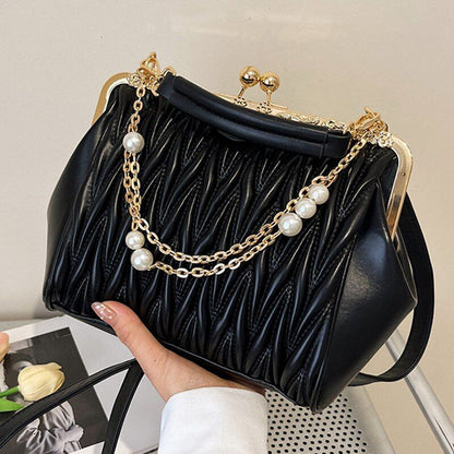 Fashion Chain Shoulder Bag Kiss Lock Shell Clip Crossbody Bag Chic Crossbody Bag