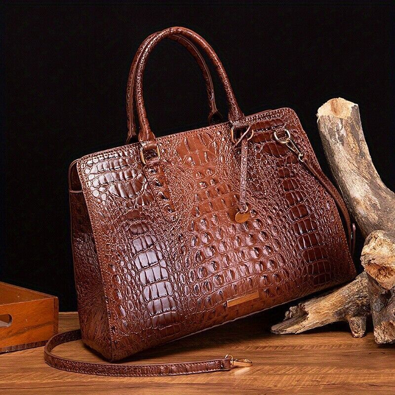 Crocodile Embossed Handbag Women's Fashion Leather Crossbody Bag Purse