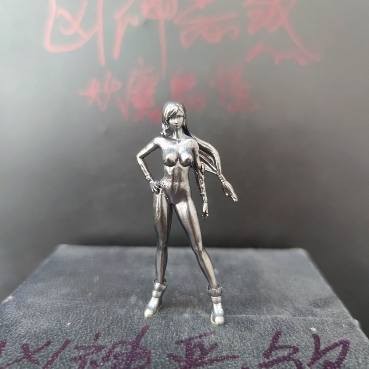 Black Solid Bronze Made of Old Ultra Short Dress Nude Seductive Body Art Statue