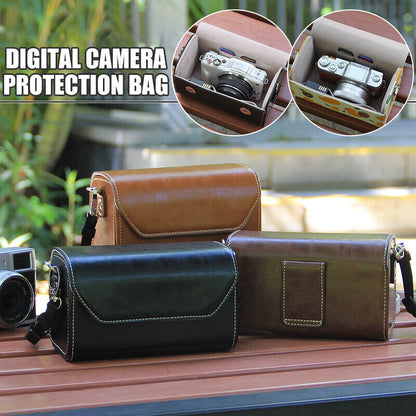 Retro Faux Leather Camera Bag Case Crossbody Shoulder Bag For Sony ZVE10