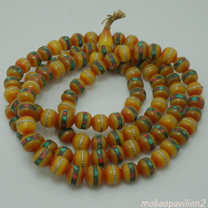 New Buddhist Nepalese Handicrafts Inlaid with Colored Stone Beeswax Beads
