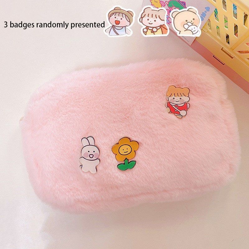 Plush Cosmetic Bag Student Large Storage Bag Travel Makeup Pouch Holder 16*24 CM