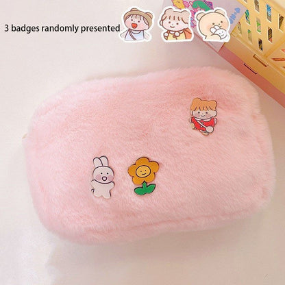 Plush Cosmetic Bag Student Large Storage Bag Travel Makeup Pouch Holder 16*24 CM
