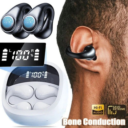 Bluetooth 5.3 Wireless Earbuds Ear Clip Bone Conduction Headphones Sport Headset