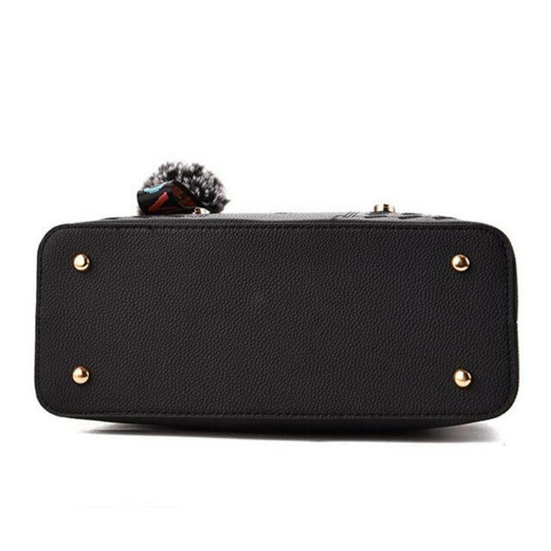 Cute Fur Ball Elegant Embroidery Women Crossbody Bag Luxury Ladies Messenger Bag