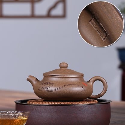 250ML Yixing Zisha Clay Pottery Pot Lotus Flower Tea Pot 9 Infuser Holes