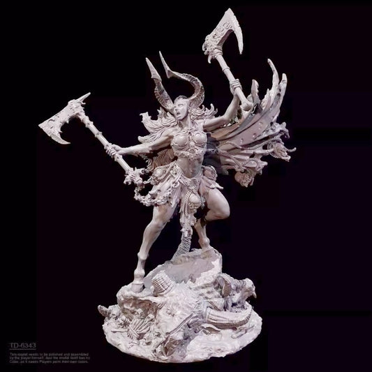 1/24 resin figure model Fantasy Double Axe Female Fighter 3D Print unassembled
