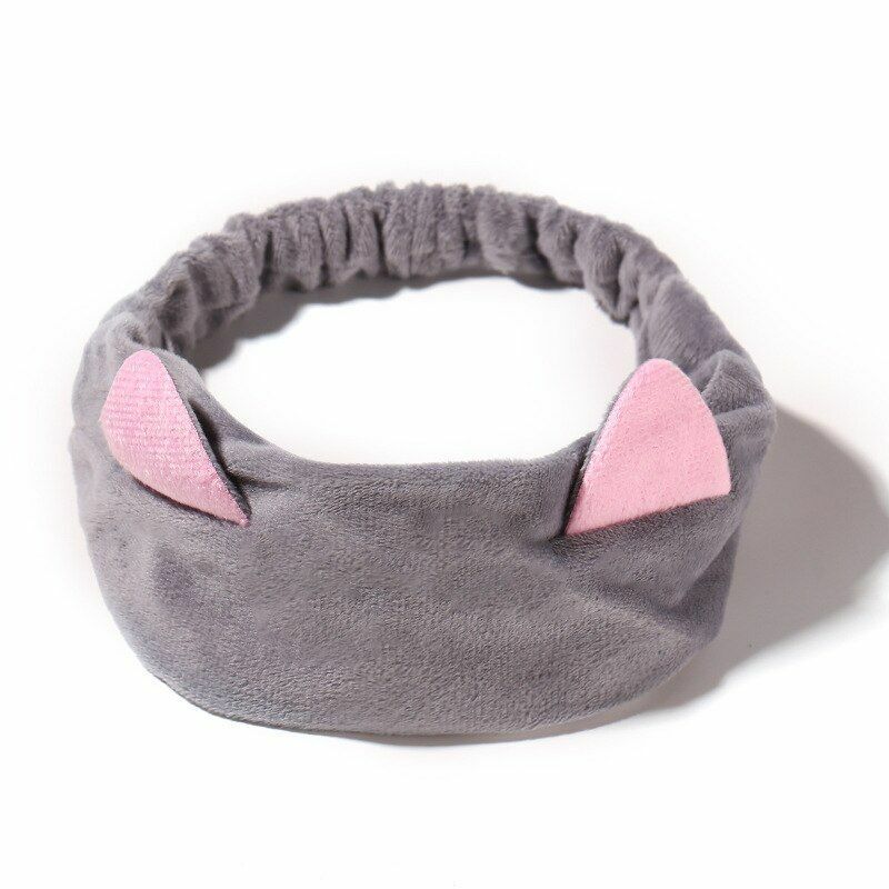 Hairbands Wash Face Women Soft Warm Coral Fleece Bow Animal Ear Hair Accessories