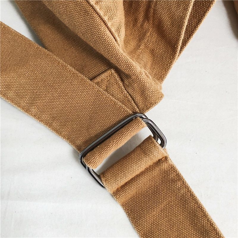Minimalist Style Solid Shoulder Bag Cotton Crossbody Canvas Casual Messenger Bag