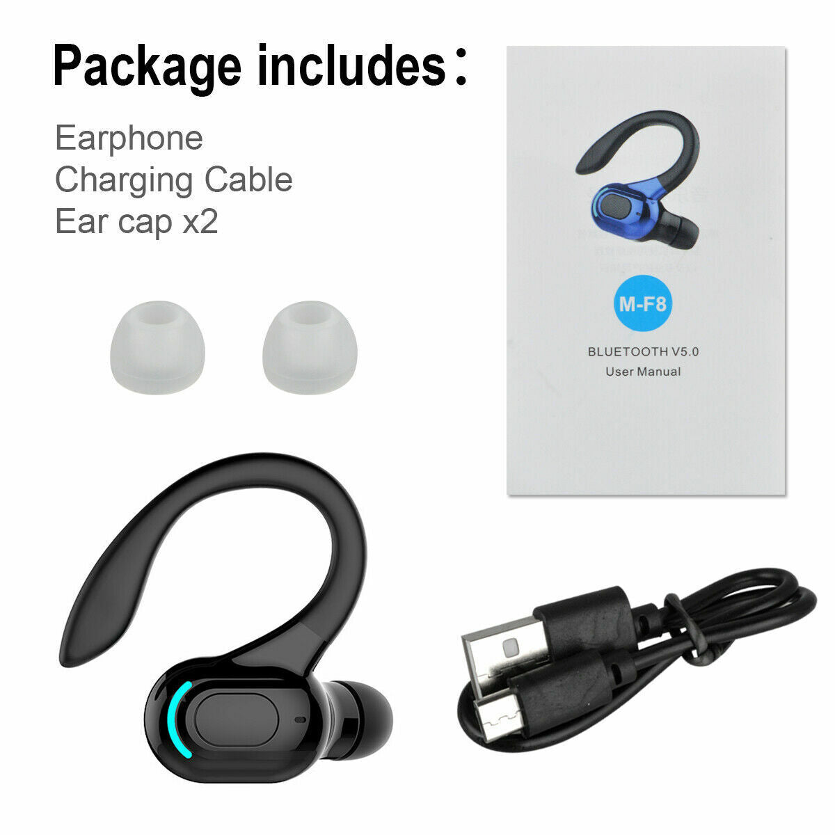 Wireless Bluetooth 5.1 Earpiece Headset Driving Trucker Earbuds Noise Cancelling