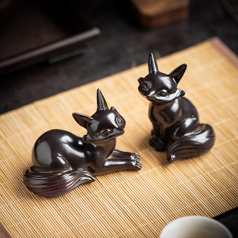 resin fox color change tea pet creative gift tea play on tea table ornament new