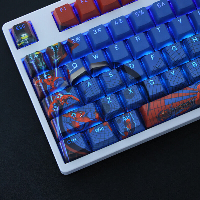 NEW Spiderman 108 PBT Translucent Keycaps OEM Height F/Mechanical Keyboard