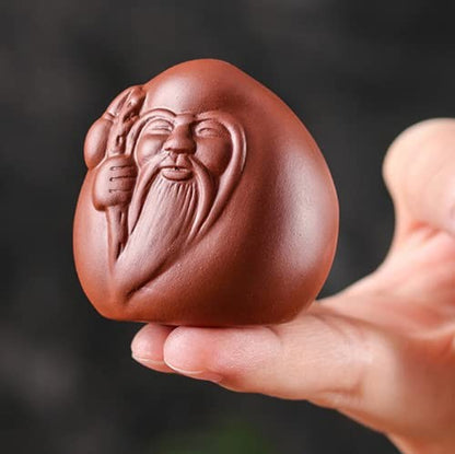 5.8cm Purple Clay Tea Pet Creative Laughing Buddha Statue Home Decor
