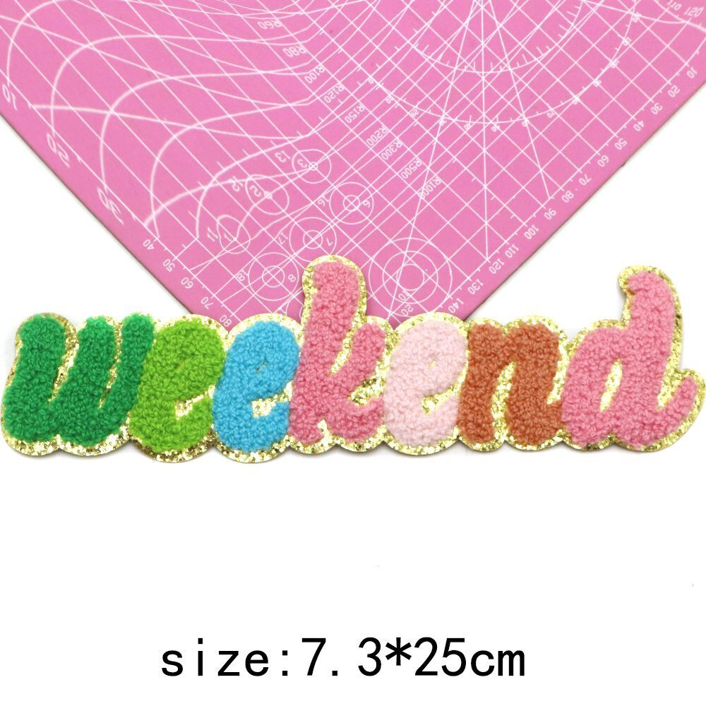 Iron On Patches MaMa Letter Chenille Embroidery Patch Clothing Appliques 25x12cm