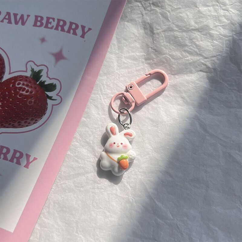 Rabbit Cute Keychain Bunny Carrots Car Bag Pendant Women Girls Tulip Keyring