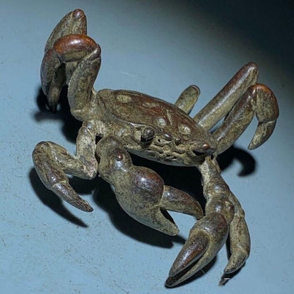Rare Fortune Art Bronze Crab Figure Statue Collectable Tea Pet Table Decor