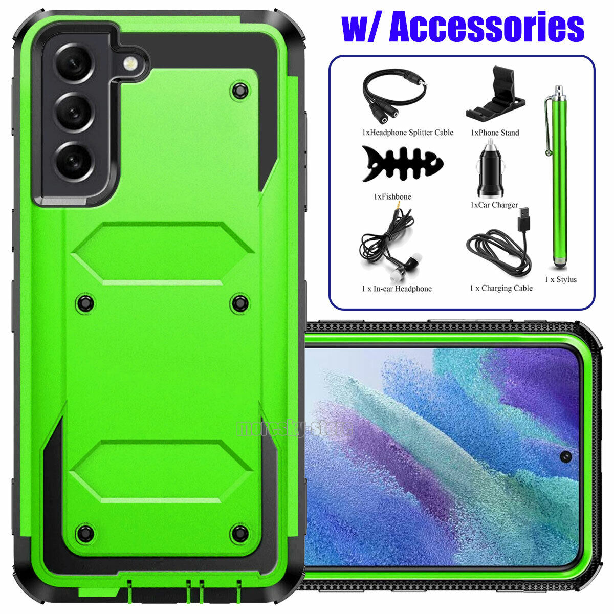 For Samsung Galaxy S21 FE 5G Shockproof Case Rugged Phone Cover w/ Accessories