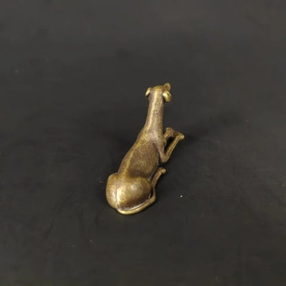 Brass Dog Statue Puppy Ornaments Crafts Tea Pet Home Decor Figurine