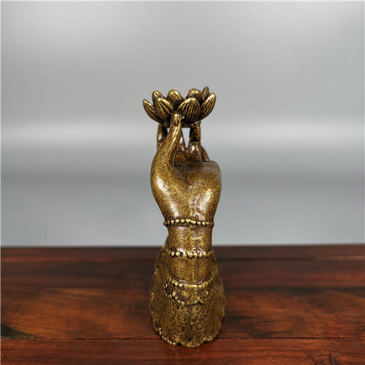 China Bronze Copper Lotus Buddha Hand Incense