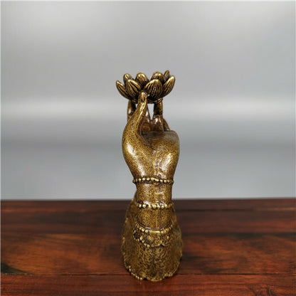 China Bronze Copper Lotus Buddha Hand Incense