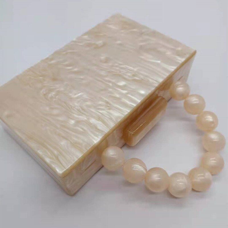 Pearl Green Acrylic Clutch Box Bags Bead Handbag Purse Wallet 18*11*4.5 CM Black
