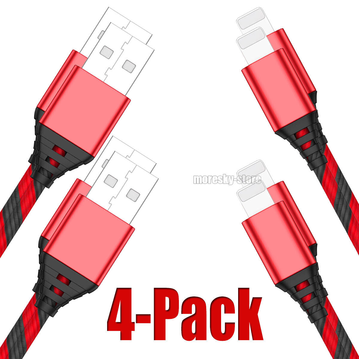 4x Charging Cable 3/6/10ft Data Sync Charge Cord For iPhone 5/5S/5C/6/6s Plus