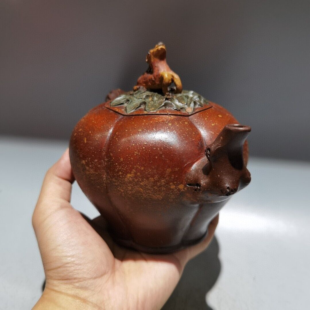 Vintage Chinese Yixing Purple Clay Teapot Zisha Ceremony Carving Collectible Art