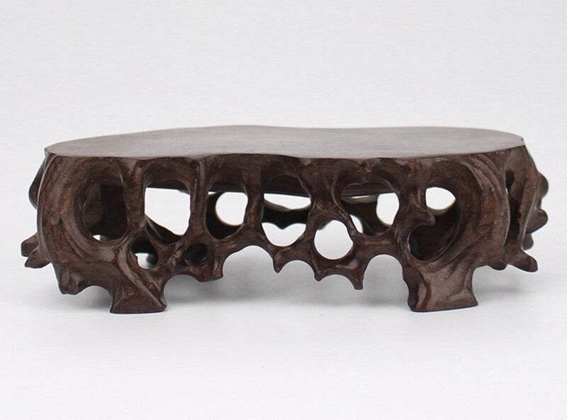 Ebony Wood Carved Display Rack Tree Root Bonsai Pot Art Vase Statue Base Decor