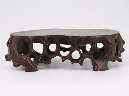 Ebony Wood Carved Display Rack Tree Root Bonsai Pot Art Vase Statue Base Decor