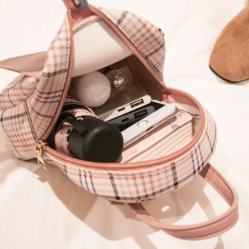 Mini Backpack Crossbody Bags Plaid Shoulder Phone Purse Polyester Softback Blue