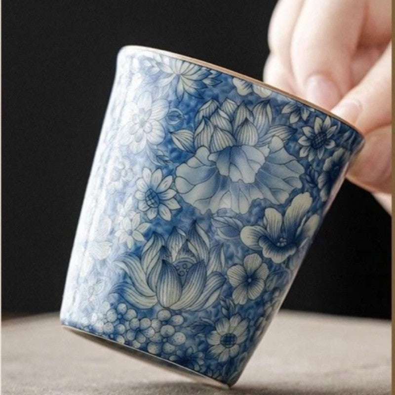 120ml Blue White Ceramic Teacup Ru Kiln Crackle Glaze Kung Fu Teaset Tea Cup