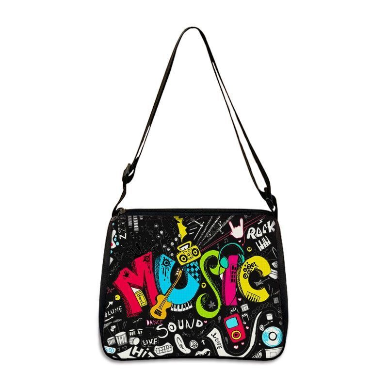 Music Print Handbags Causal Shoulder Bags Crossbody Purse Satchel Messenger Bag