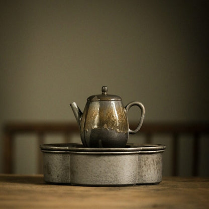 12.8cm Traditional Chinese Ceramic Teapot Holders Household Pot Tray Tea Set