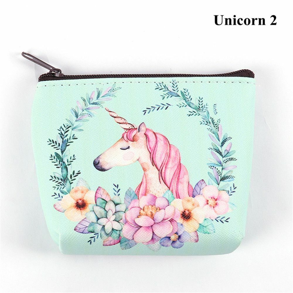 Mini Portable Bags Women Girl Unicorn/Flamingo Printing Coin Purse Holder Wallet