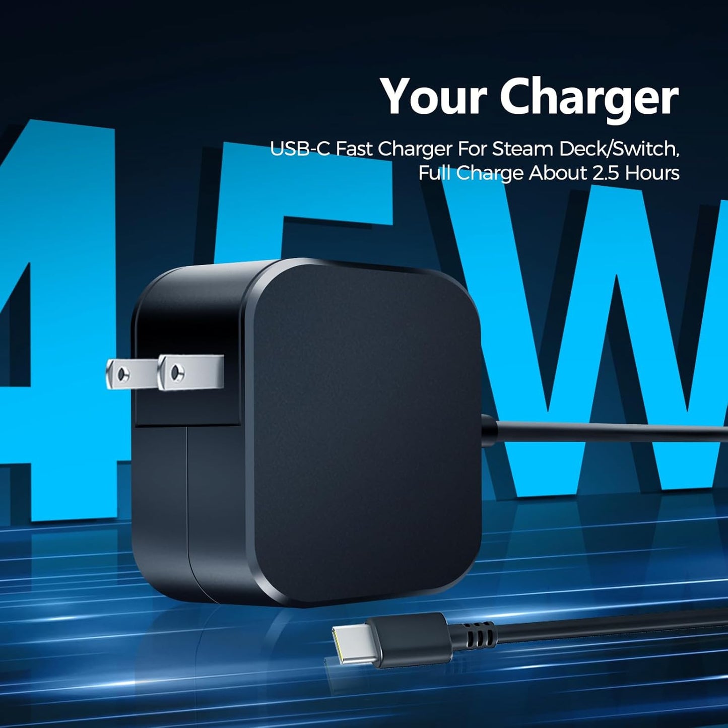 45W USB-C Fast Charger for Steam Deck/Oled，Pd 3.0 AC Adapter with 6.6FT Cable,Co