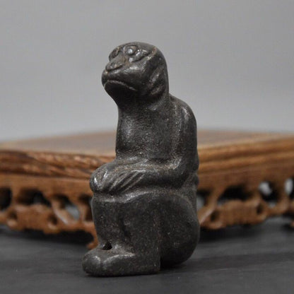 China Tibetan Old Hongshan Culture Meteorite Iron Monkey Statue Collection