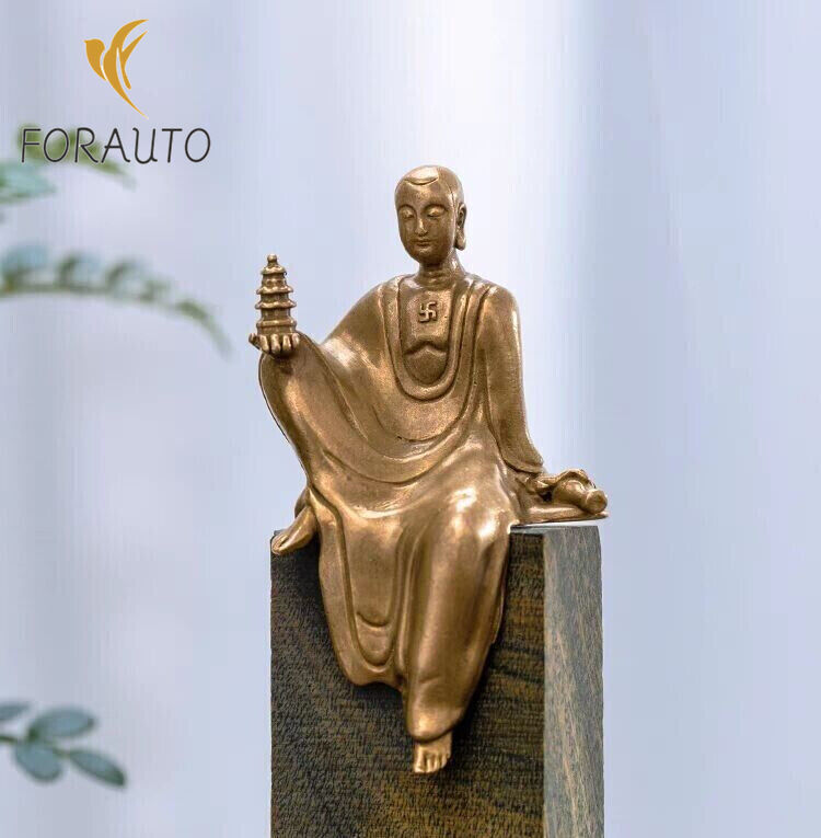 Bronze statue hand-carved Buddha View Yin Bodhisattva decoration -