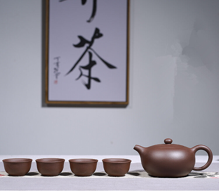 Authentic Yixing Zisha Tea Pot Ball Shaped Infuser Holes Marked Purple Grit Pot