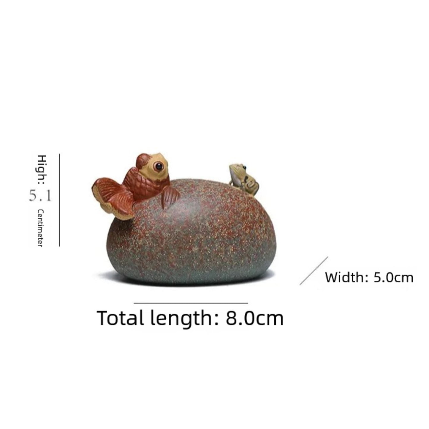 Goldfish Frog Purple Clay Water Spraying Tea Pet 8cm 3.2in Small Statue Decor