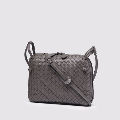 Woven Square Bag Genuine Leather Small Purse Single Shoulder Bag Crossbody Pouch