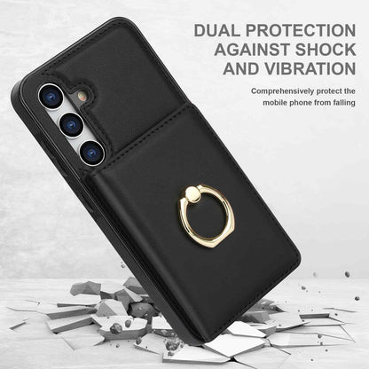 Wallet Case for Samsung Galaxy S24 FE with Card Holder & 360° Rotation Ring